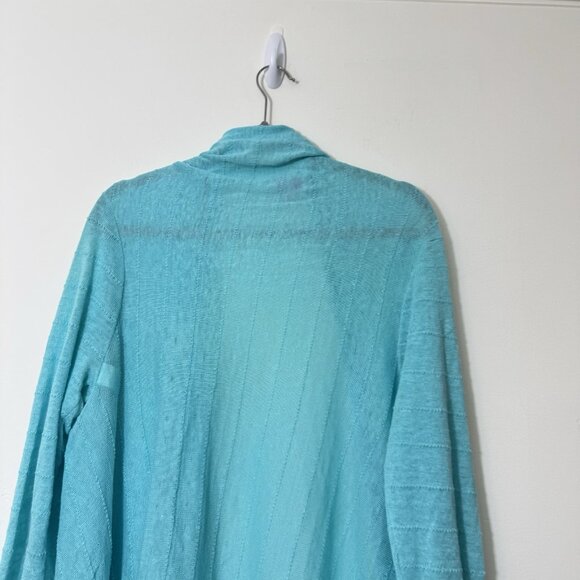 Lilly Pulitzer Women's Open Front Cardigan Size L/XL Blue 100% Linen Long Sleeve - Picture 4 of 5